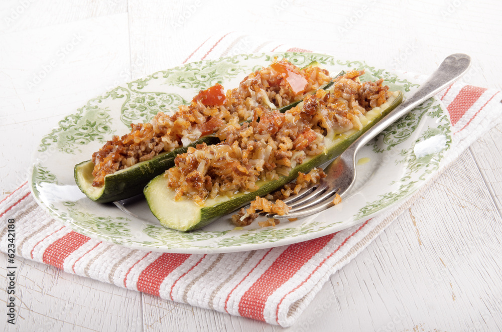 stuffed zucchini with rice and minced meat filling stuffed zucchini with rice and minced meat filling