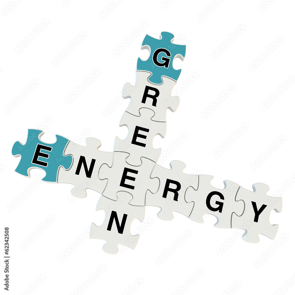 Green energy 3d puzzle on white background Green energy 3d puzzle on white background