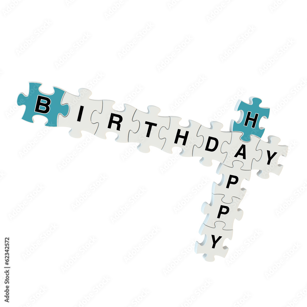 Happy birthday 3d puzzle on white background Happy birthday 3d puzzle on white background