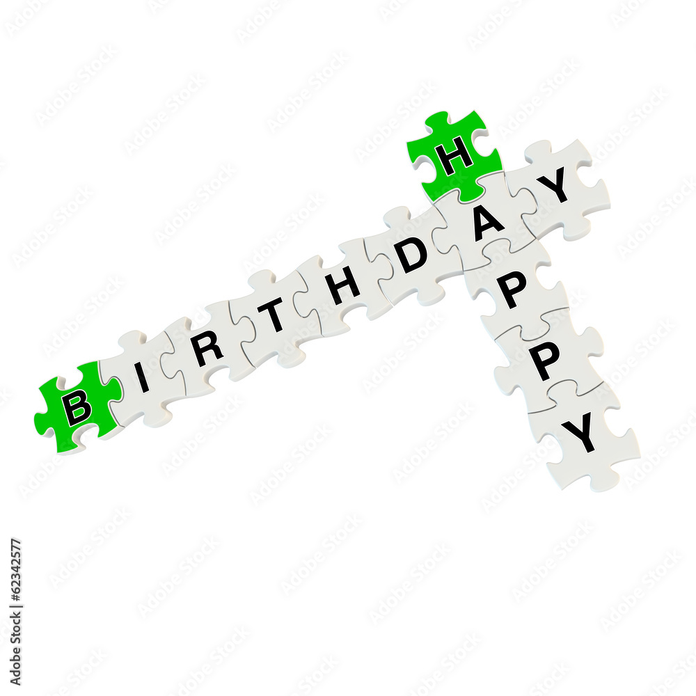 Happy birthday 3d puzzle on white background Happy birthday 3d puzzle on white background