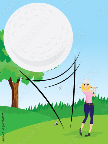 Sexy girl is driving golf