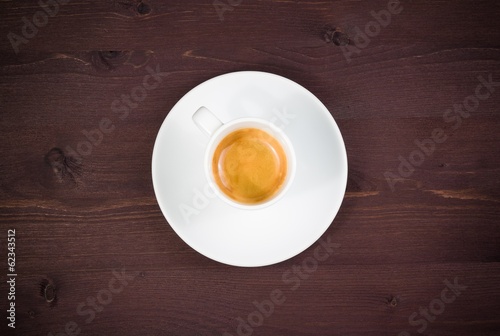 top of view of one cup of italian espresso coffee