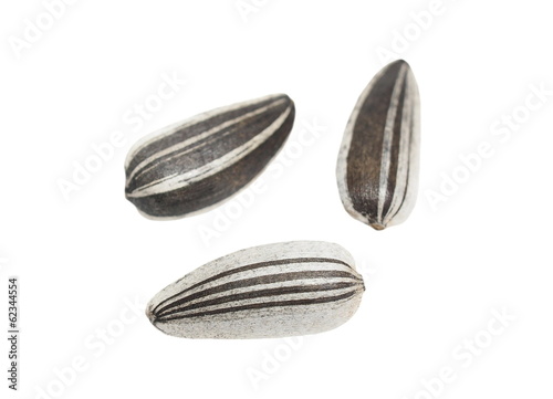 sunflower seeds isolated on white background, with clipping path