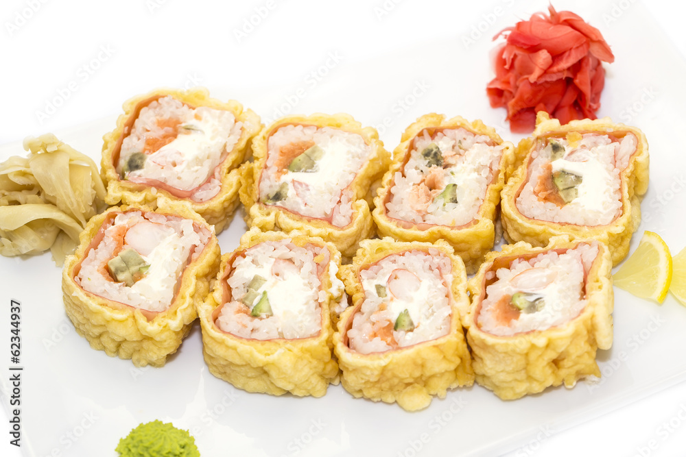 delicious seafood sushi at a Japanese restaurant delicious seafood sushi at a Japanese restaurant