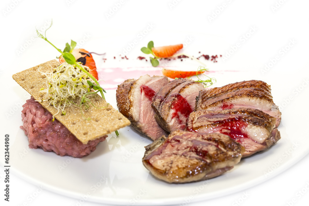 goose breast grilled in the restaurant goose breast grilled in the restaurant