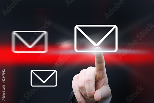 hand pointing at mail icon