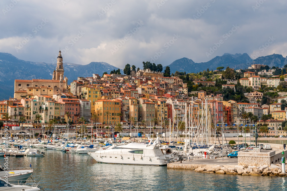 View of Menton city - French Riviera, France