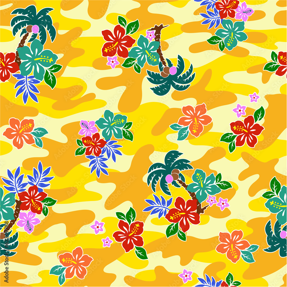 Obraz premium ハイビスカスのパターン