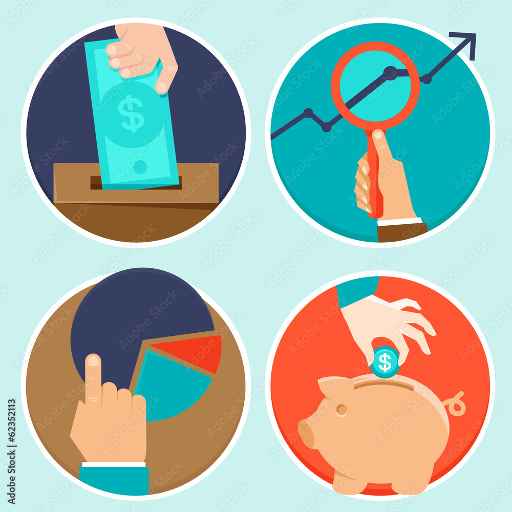 Vector investment and finance concept in fla style