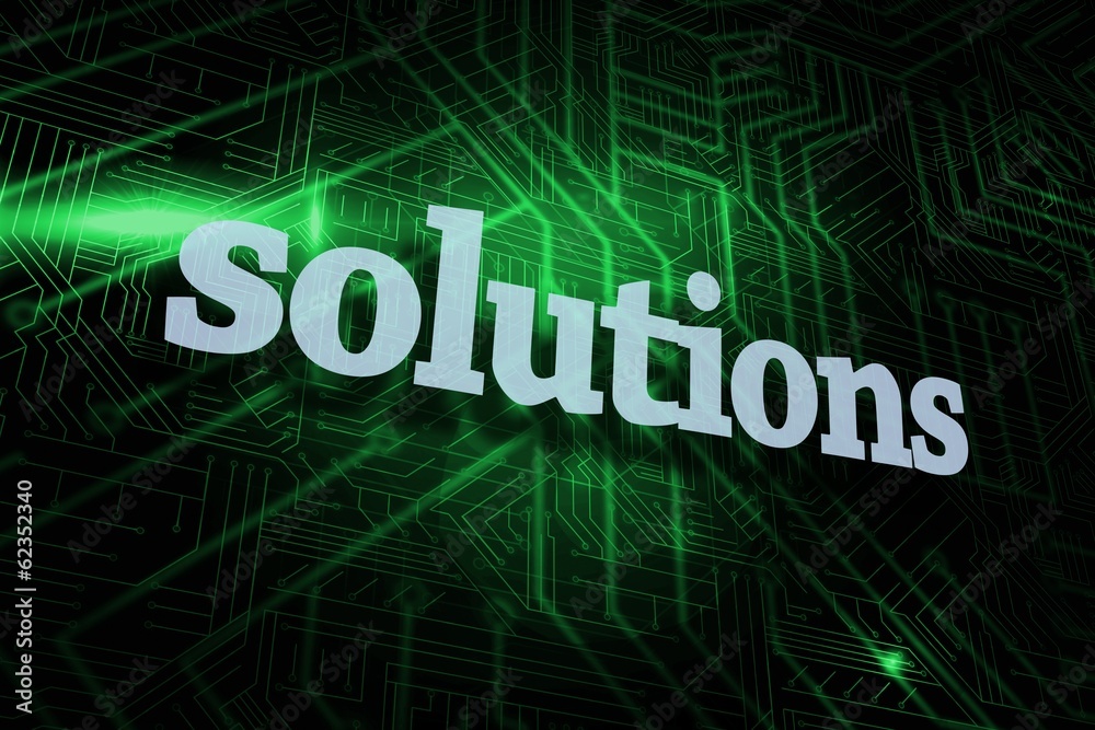 Solutions against green and black circuit board Solutions against green and black circuit board
