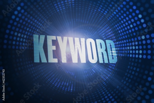 Keyword against futuristic dotted blue and black background
