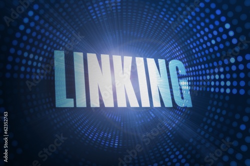 Linking against futuristic dotted blue and black background