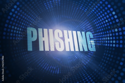 Phishing against futuristic dotted blue and black background