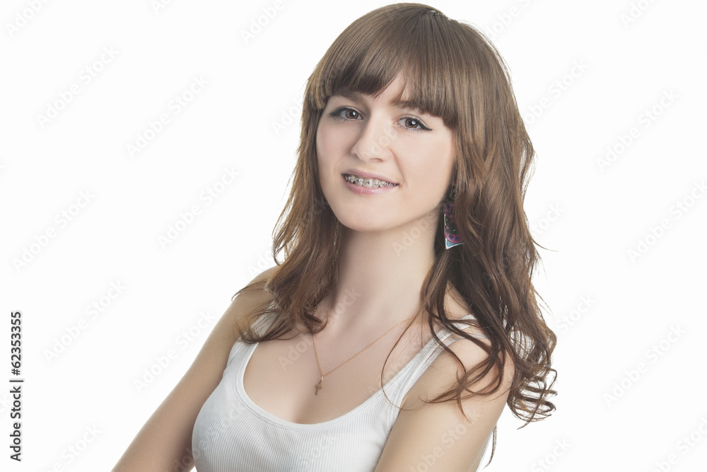 Beautiful Young Woman With Brackets on Teeth Beautiful Young Woman With Brackets on Teeth