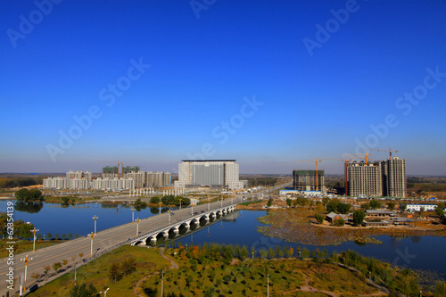 bridge across a river, city Scenery