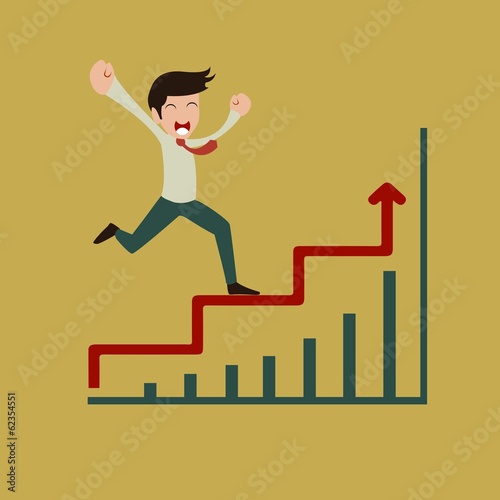 cartoon concept vector : business man jumping
