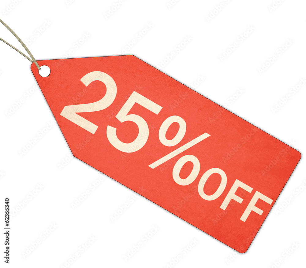 Twenty Five Percent Off Sale Red Tag and String