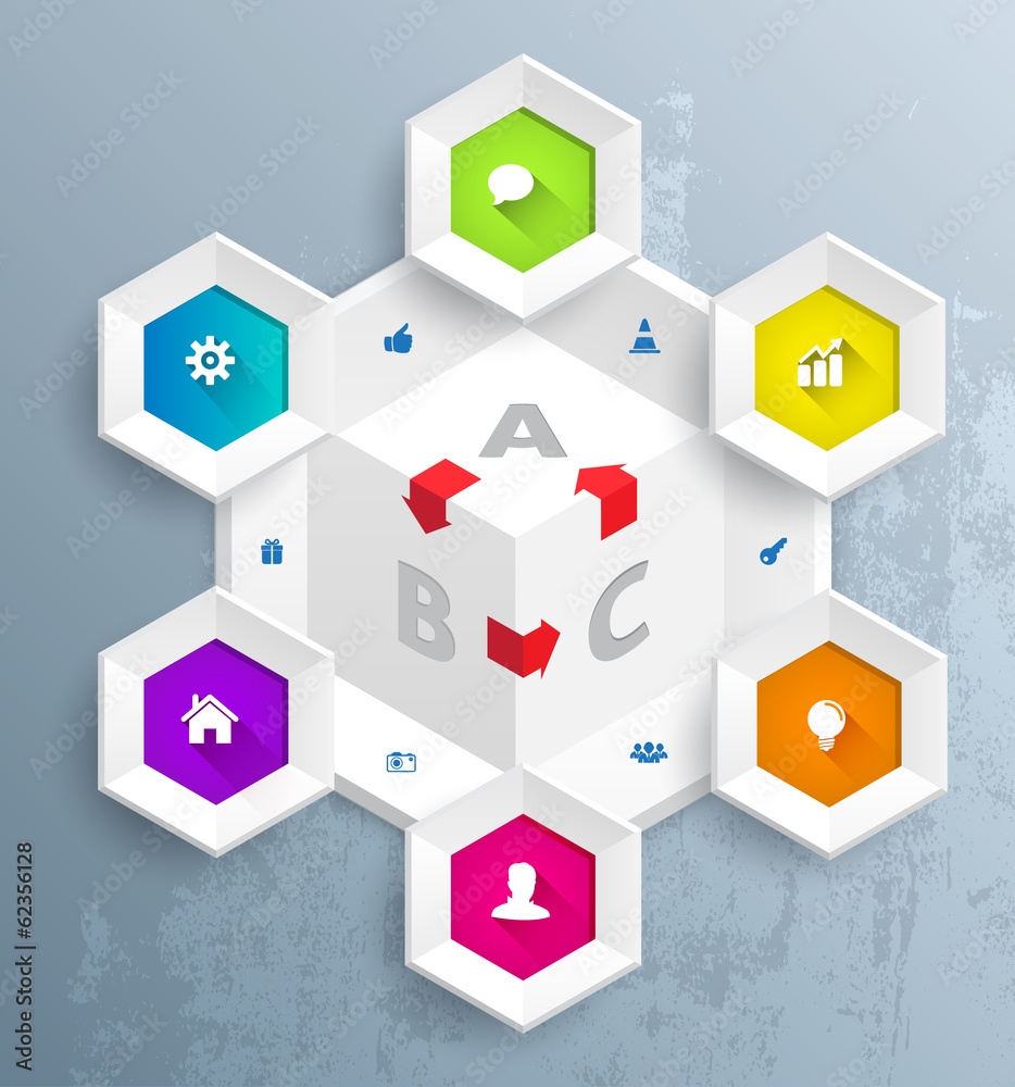 Hexagons template for business concept template Hexagons template for business concept template