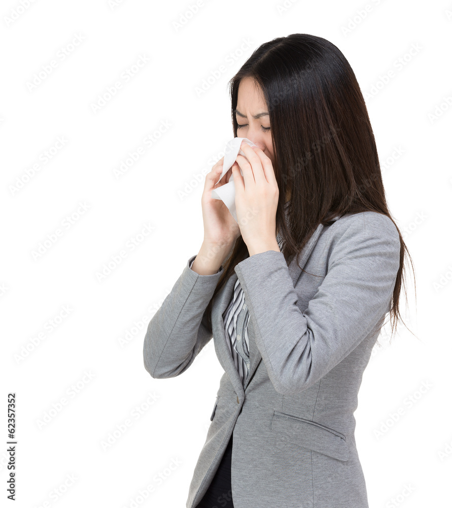Asia Businesswoman sneeze
