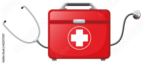 A stethescope inside a medical bag