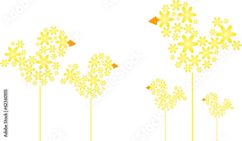 Yellow floral birds