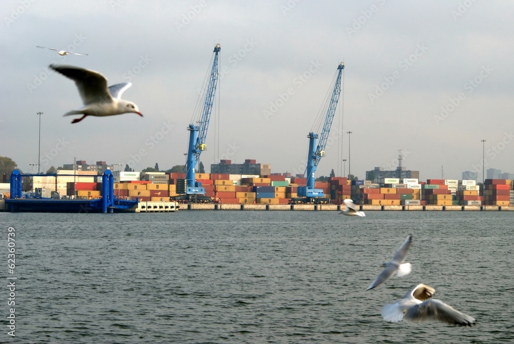 Containers in Klaipeda port. Lithuania