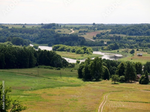Lithuanian historic capital Kernave with mounds photo