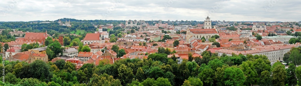 View to the green Vilnius old city at summer time