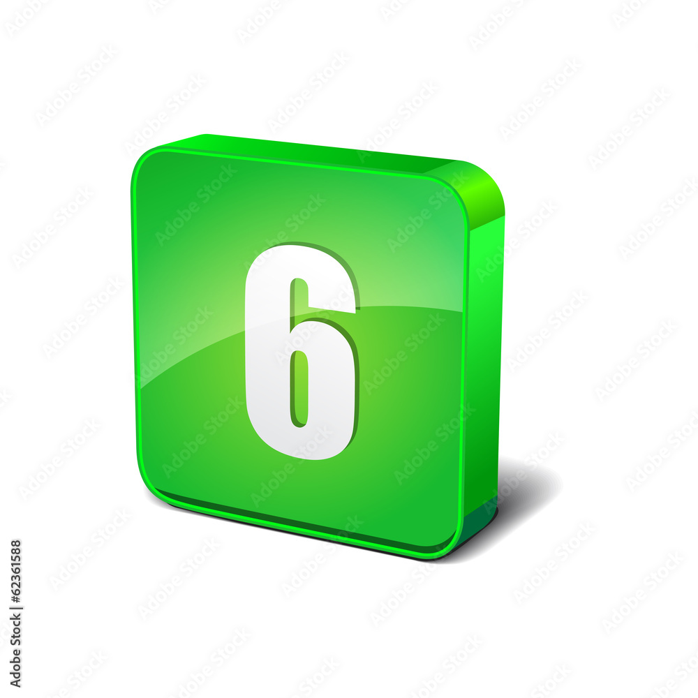 6 Number 3d Rounded Corner Green Vector Icon Button 6 Number 3d Rounded Corner Green Vector Icon Button