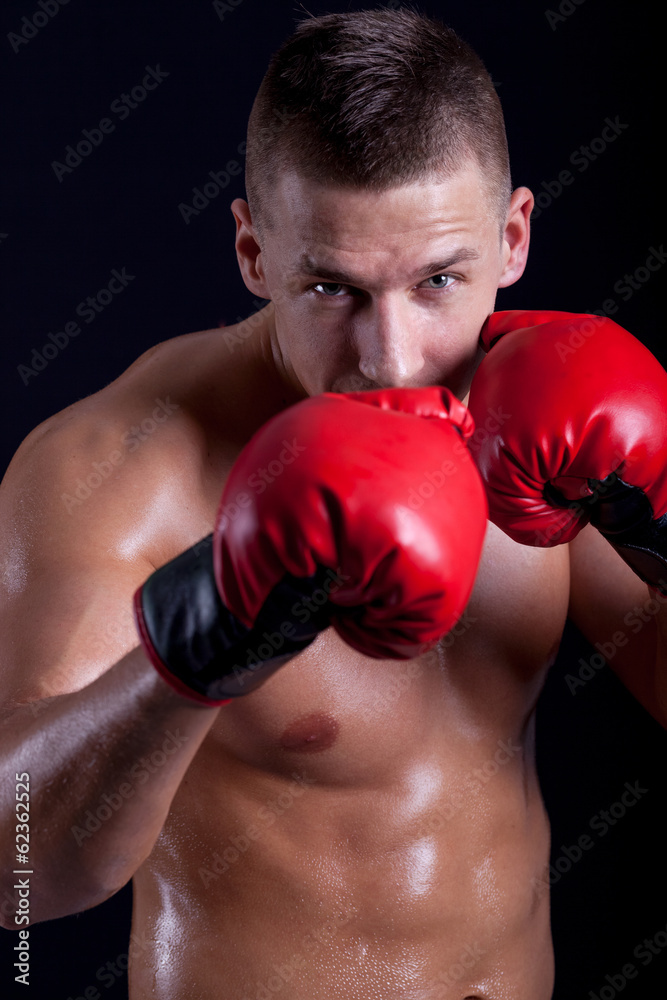 Boxer with red gloves