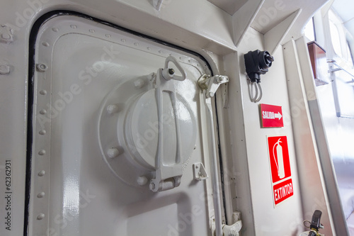 airtight hatch door of a ship