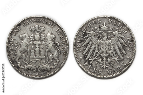 silver coin 5 Mark 1907 photo