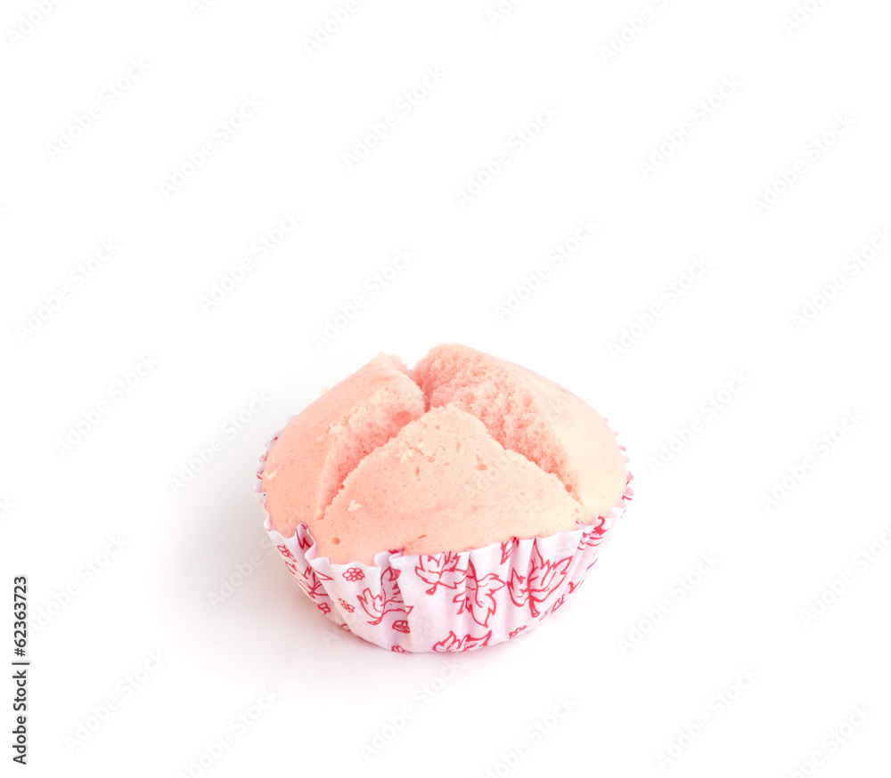 Thai steamed cup cake isolated on white background Thai steamed cup cake isolated on white background