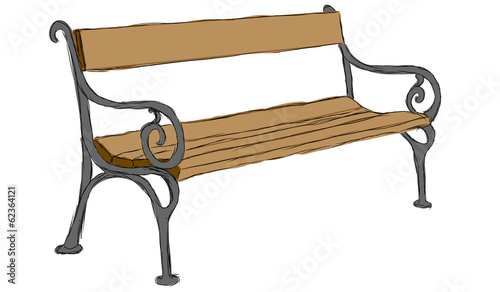 Vector hand drawn wooden bench