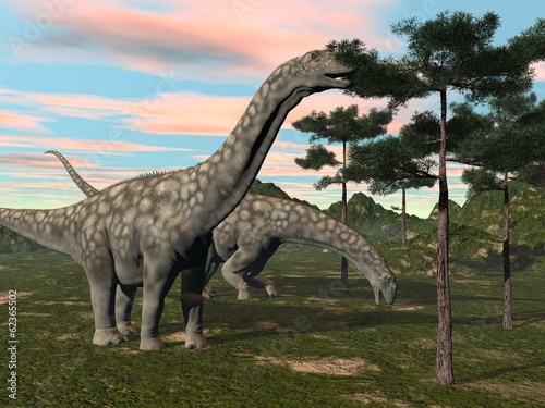 Argentinosaurus dinosaur eating tree - 3D render