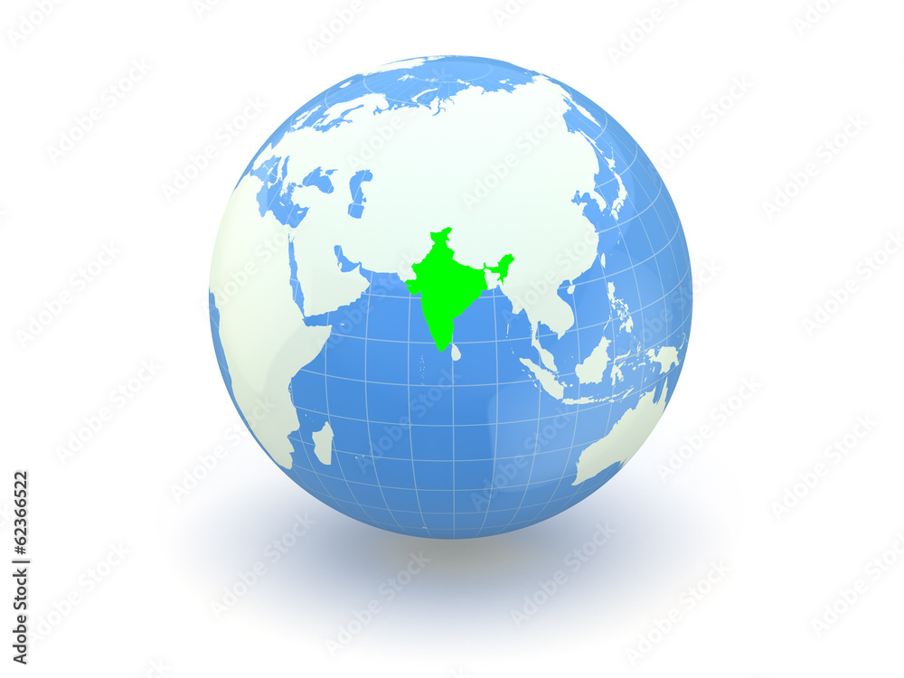 Globe. 3d. India.