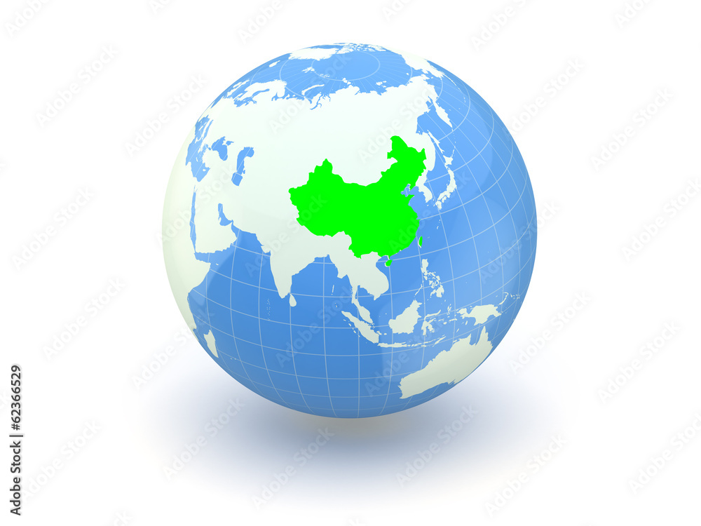 Globe. 3d. China.