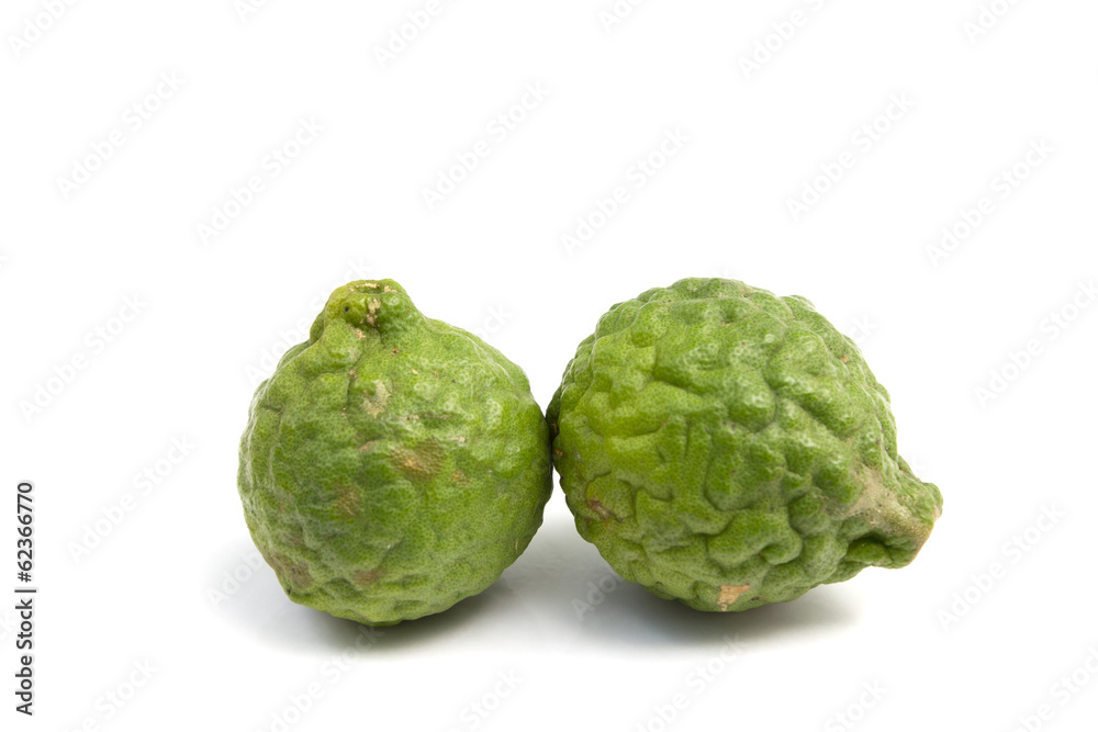 Bergamot and bergamot leaves isolated on white background Bergamot and bergamot leaves isolated on white background