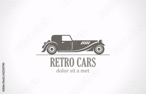 Retro Vintage car silhouette abstract vector logo design