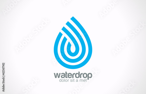 Water drop abstract vector logo design. Line art creative