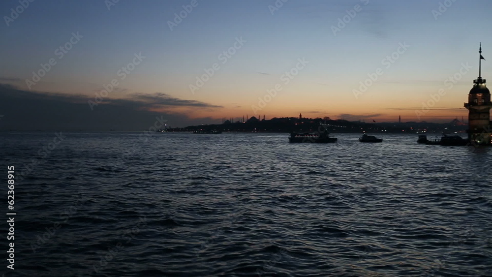famous place ancient Madien Tower at Istanbul Turkey blue hours famous place ancient Madien Tower at Istanbul Turkey blue hours