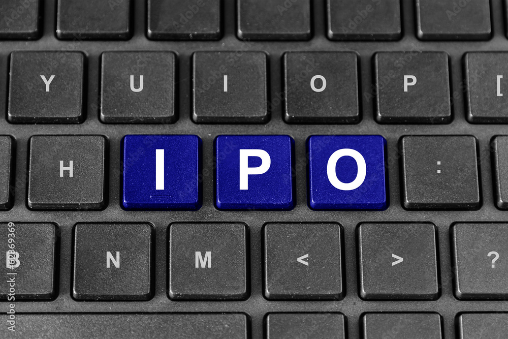 IPO or initial public offering word on keyboard