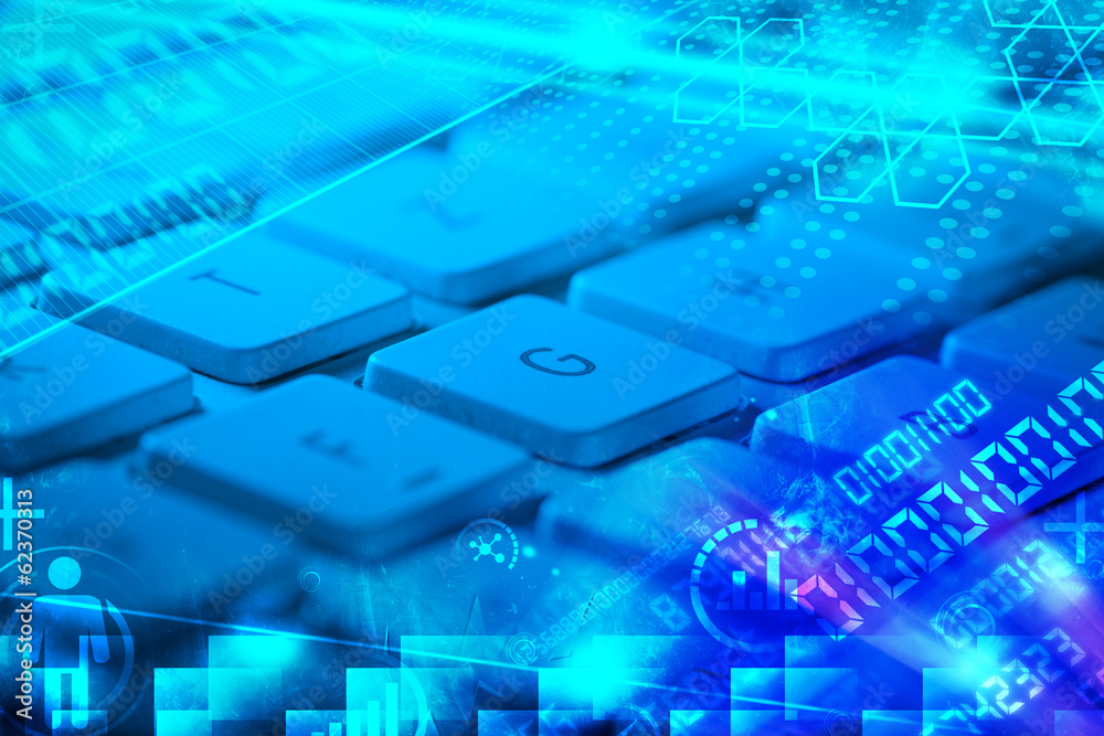 Keyboard with glowing programming codes Keyboard with glowing programming codes
