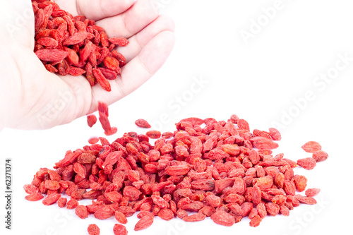 Goji berries in a hand