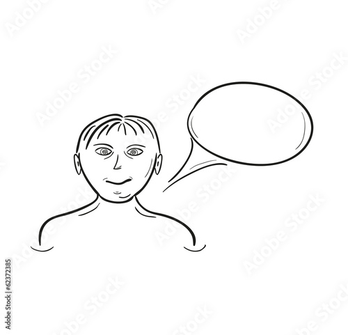 sketch of the girl and speak bubble