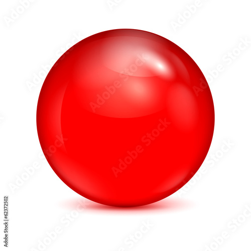 red glass bowl isolated on white background.shiny sphere.vector
