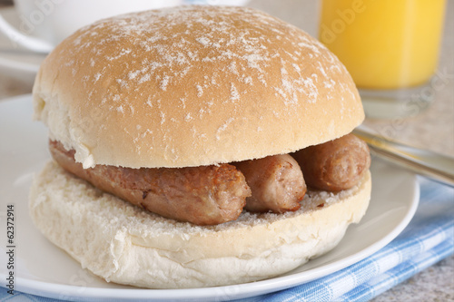 Sausage sandwich or sausage bap a favourite British snack