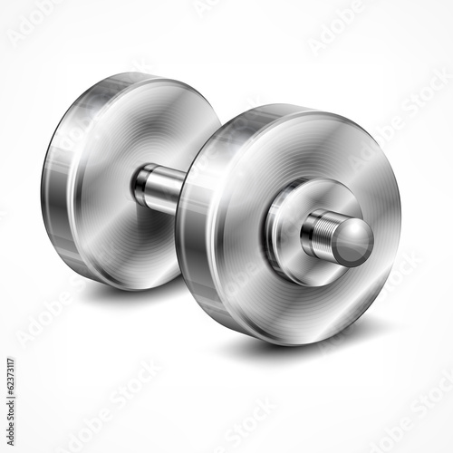 Dumbbell, fitness and healthy lifestyle concept on white,