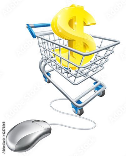 Dollar sign in shopping car...