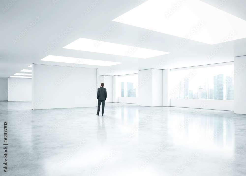 businessman standing in bright office businessman standing in bright office